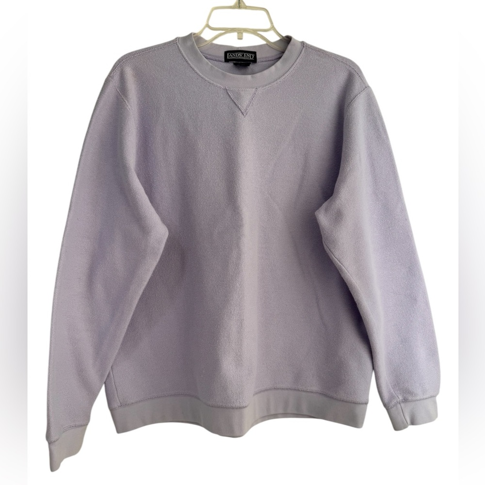 Lands’ End Women Long Sleeve Sweatshirt Top Sz Large Light Purple Crewneck Top